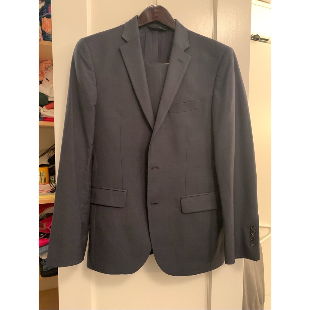 Jos A Bank Traveller Slim Fit Suit - Blue